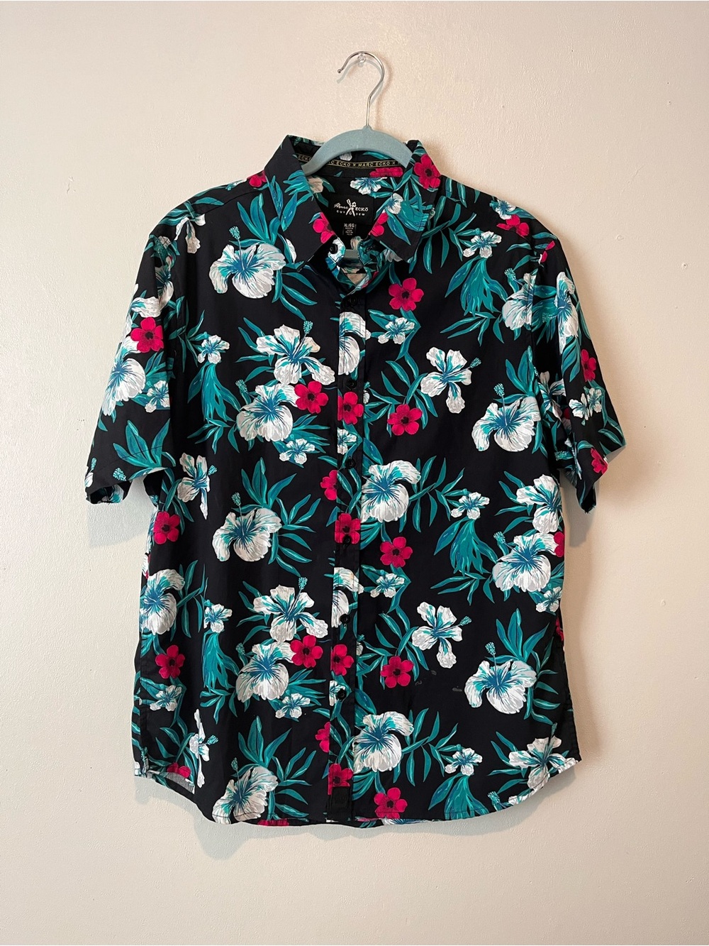 Marc Ecko Cut & Sew Tropical Floral Button Up Shirt XL